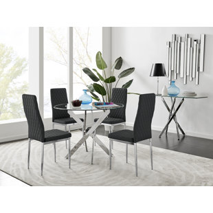 Wayfair round glass discount dining table and chairs